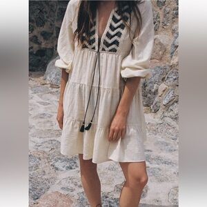 Zara Embroidered Panel Mini dress